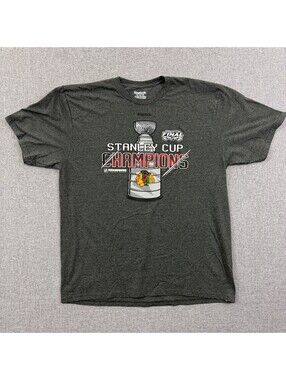 Chicago Blackhawks 2015 Stanley Cup Champions Gray T-Shirt Size XL Reebok